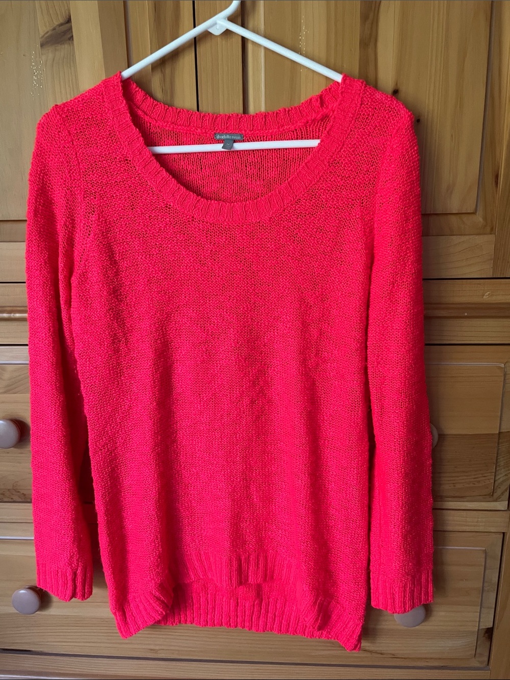 Charlotte Russe Neon Coral Scoop Neck Sweater